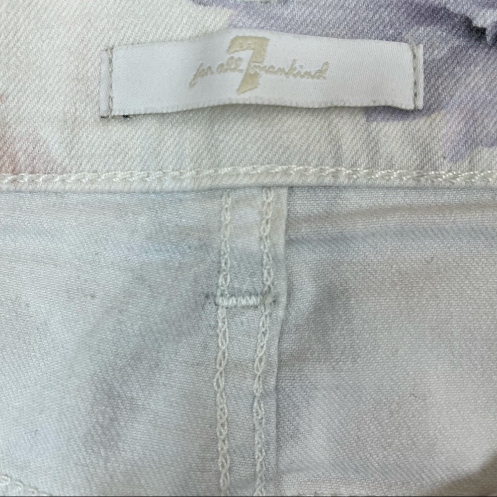 7 For All Mankind White Floral Denim Mini Skirt - Picture 4 of 8